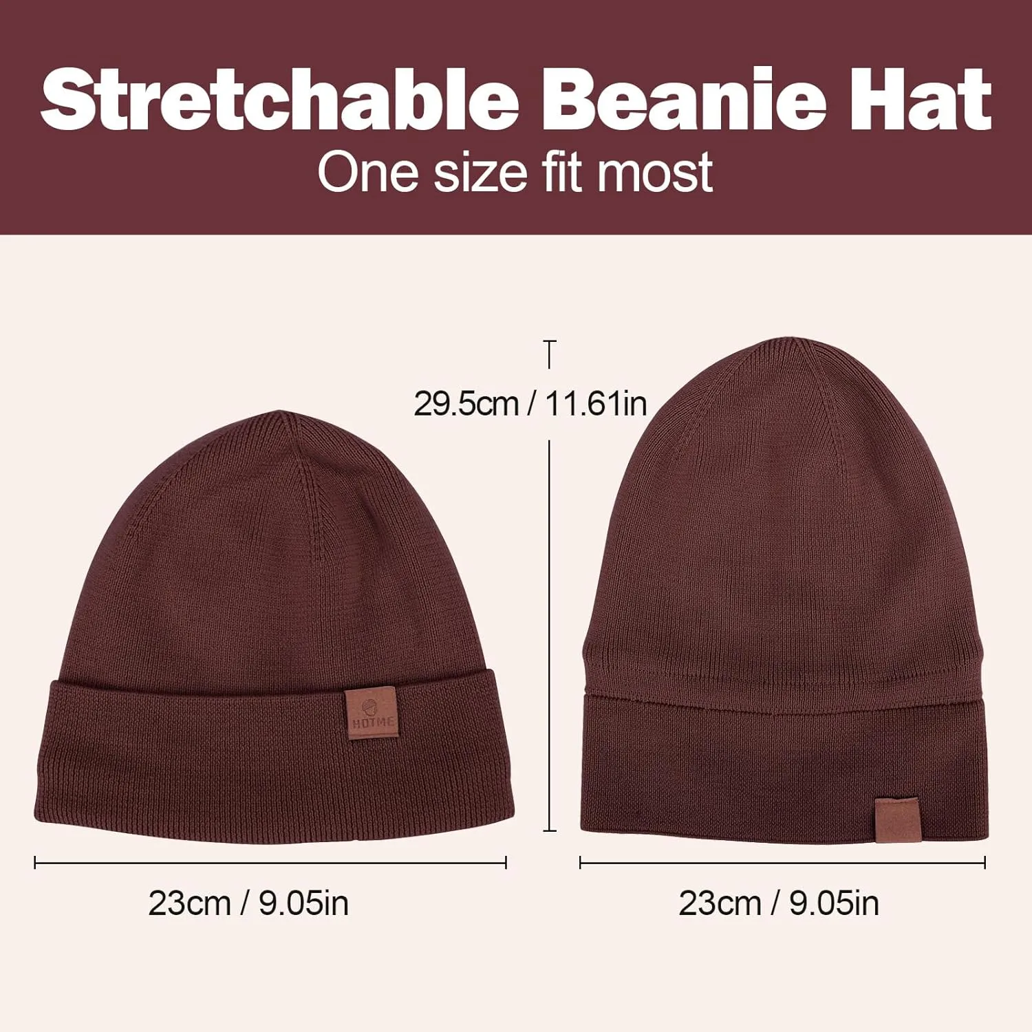 100% Merino Wool Beanie Hat for Women, Fleece Lined Pure Wool Ribbed Knit Warm Winter Cuffed Cap