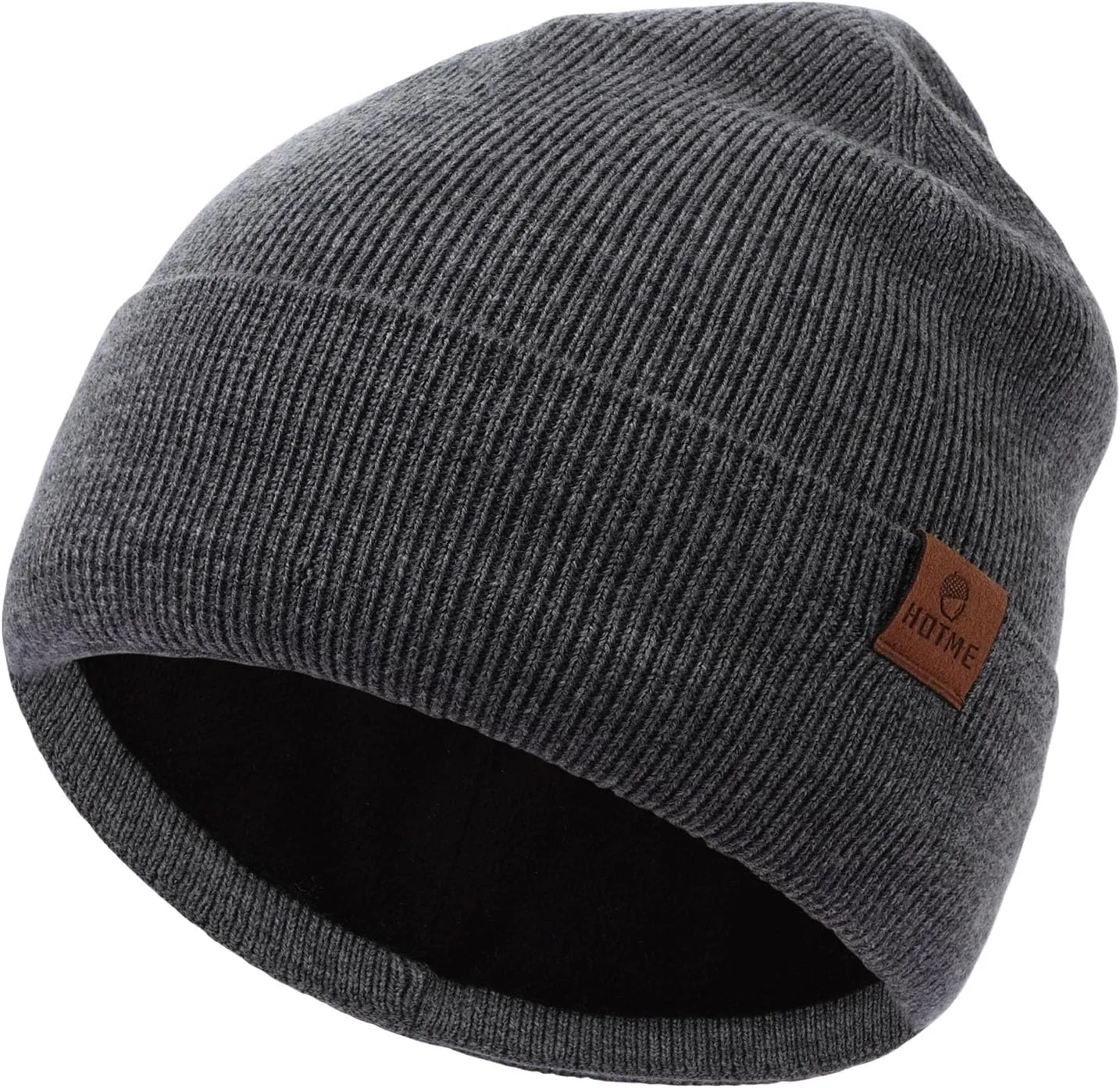 100% Merino Wool Beanie Hat for Women, Fleece Lined Pure Wool Ribbed Knit Warm Winter Cuffed Cap