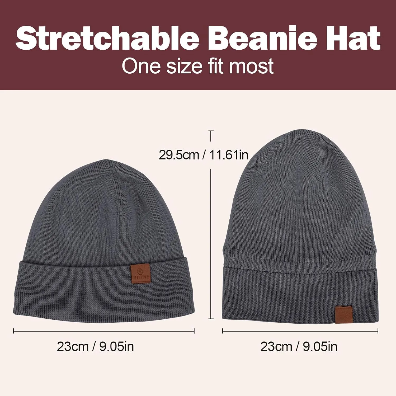 100% Merino Wool Beanie Hat for Women, Fleece Lined Pure Wool Ribbed Knit Warm Winter Cuffed Cap