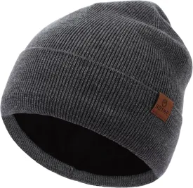 100% Merino Wool Beanie Hat for Women, Fleece Lined Pure Wool Ribbed Knit Warm Winter Cuffed Cap