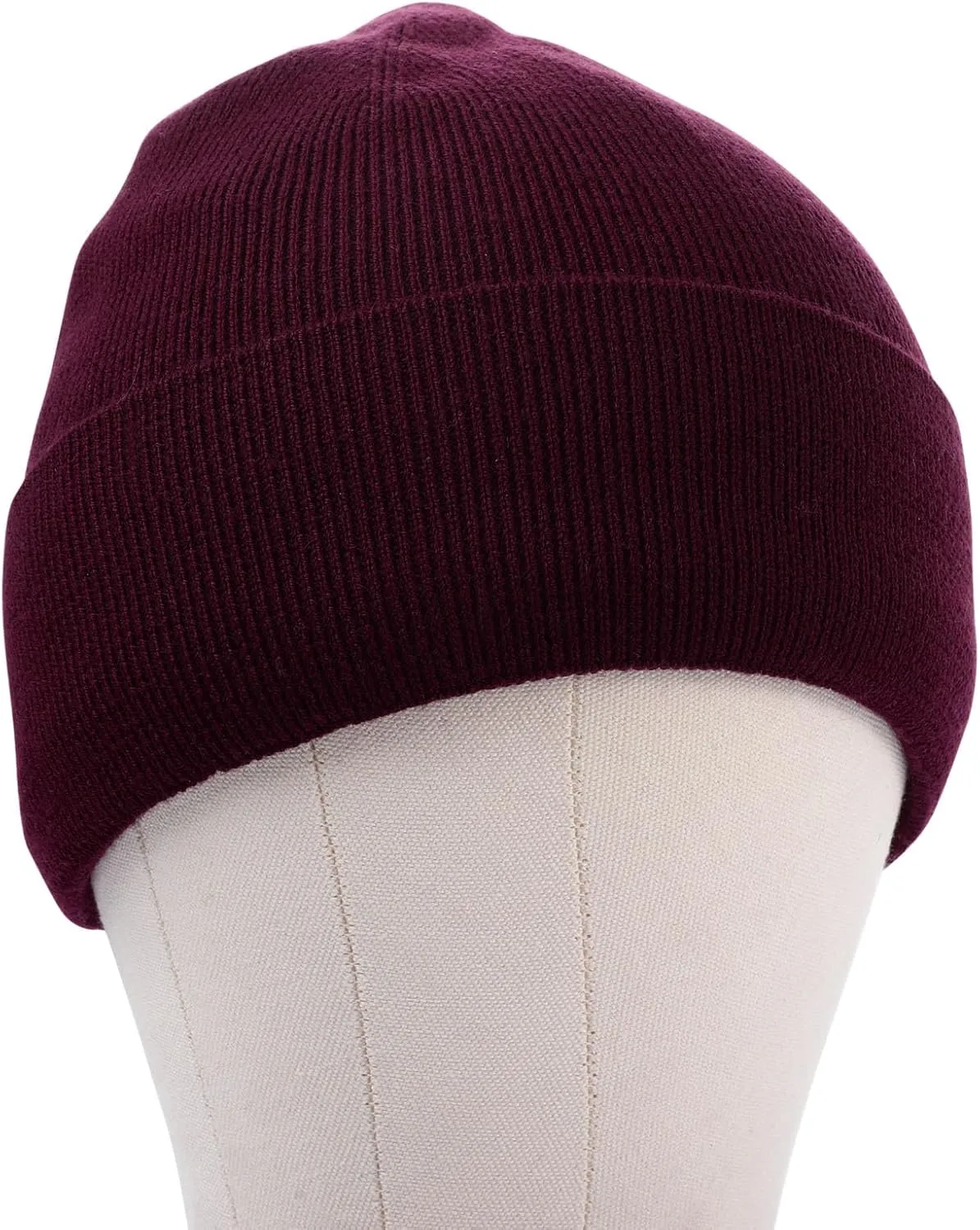 100% Merino Wool Beanie Hat for Women, Fleece Lined Pure Wool Ribbed Knit Warm Winter Cuffed Cap