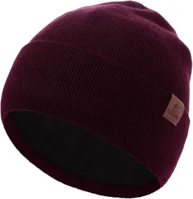 100% Merino Wool Beanie Hat for Women, Fleece Lined Pure Wool Ribbed Knit Warm Winter Cuffed Cap