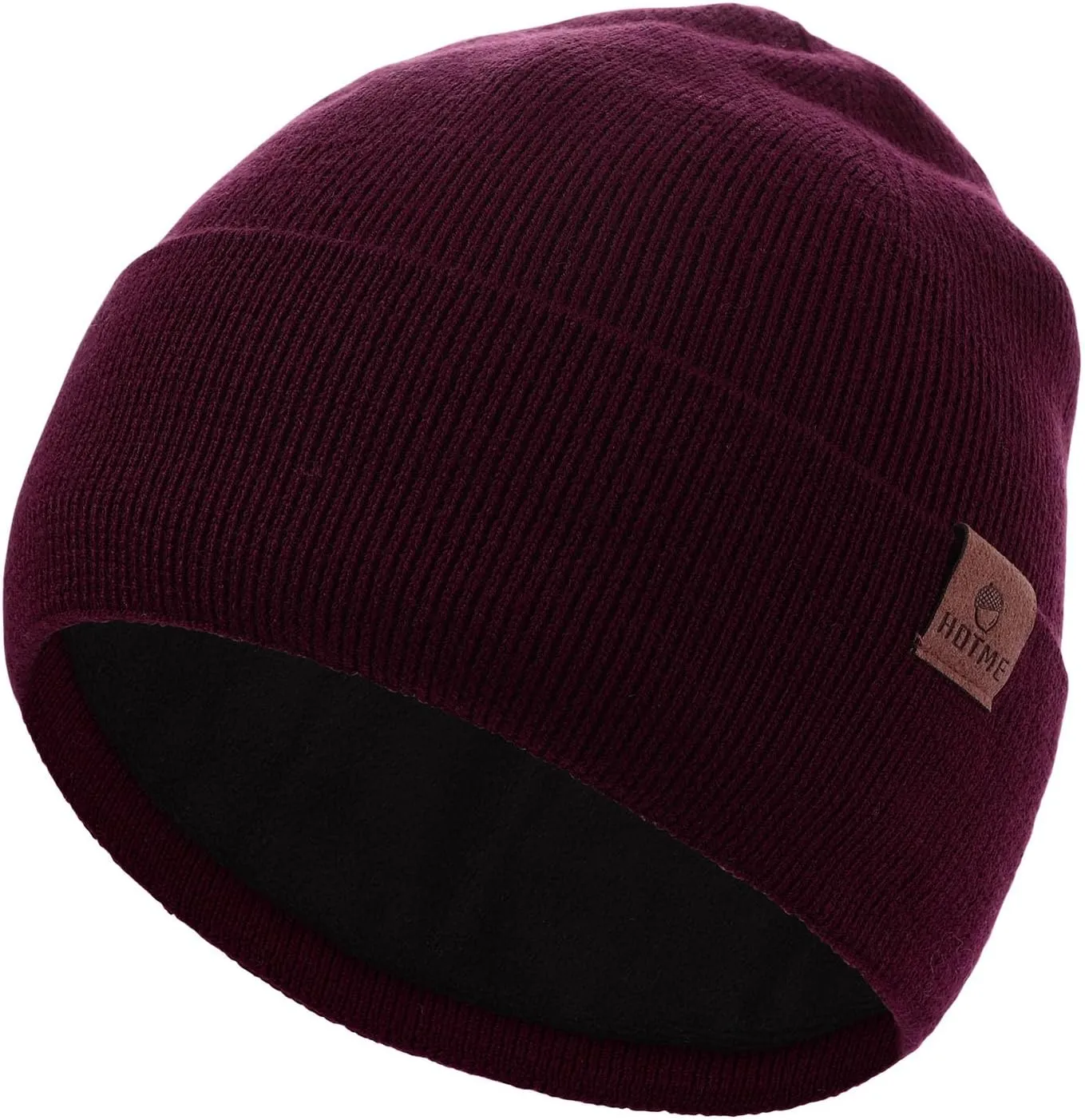 100% Merino Wool Beanie Hat for Women, Fleece Lined Pure Wool Ribbed Knit Warm Winter Cuffed Cap