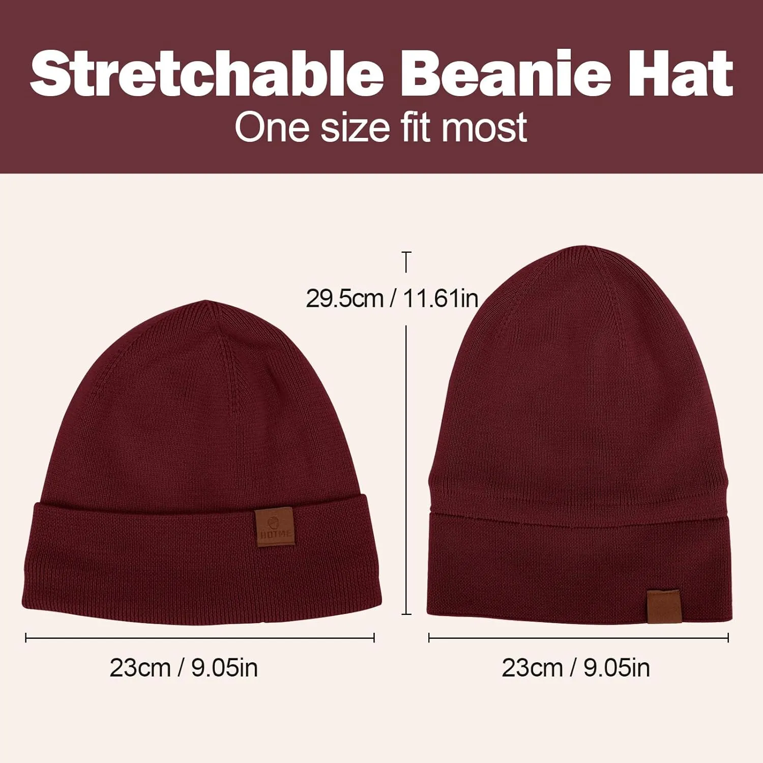 100% Merino Wool Beanie Hat for Women, Fleece Lined Pure Wool Ribbed Knit Warm Winter Cuffed Cap