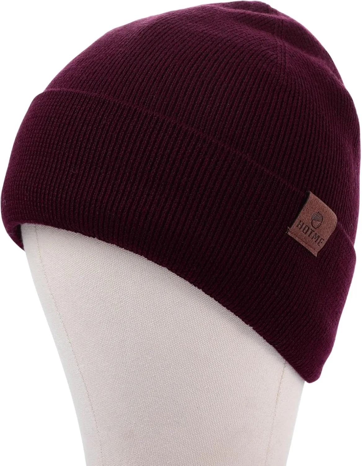 100% Merino Wool Beanie Hat for Women, Fleece Lined Pure Wool Ribbed Knit Warm Winter Cuffed Cap