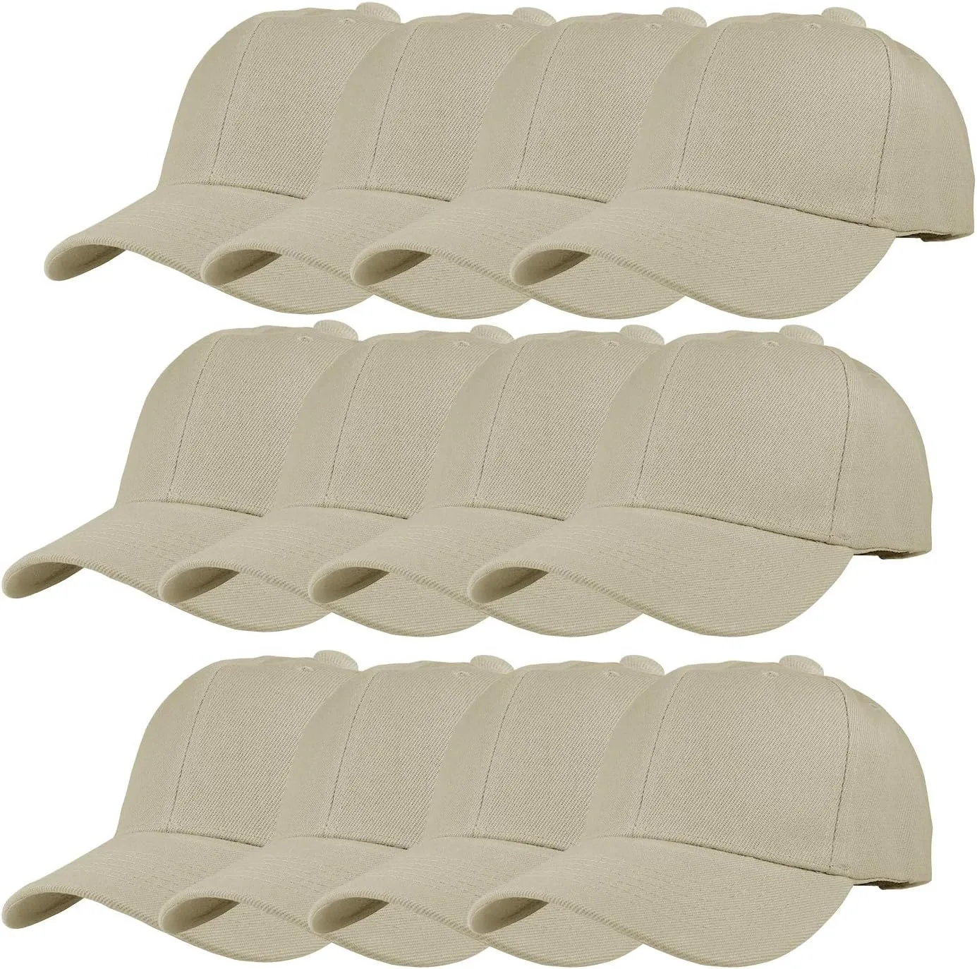 12 Pack Wholesale Unisex Plain Solid Color Adjustable Baseball Caps Hats