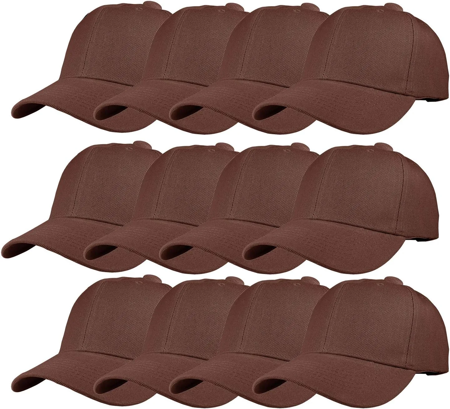 12 Pack Wholesale Unisex Plain Solid Color Adjustable Baseball Caps Hats