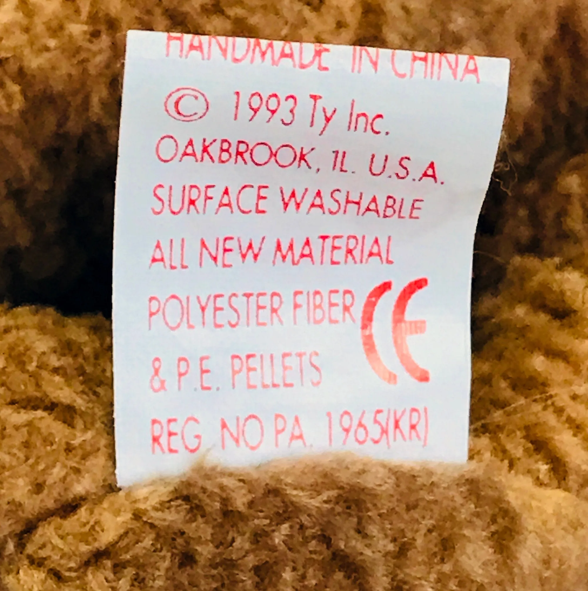 1993 Ty Original Beanie Curly Bear - 9"