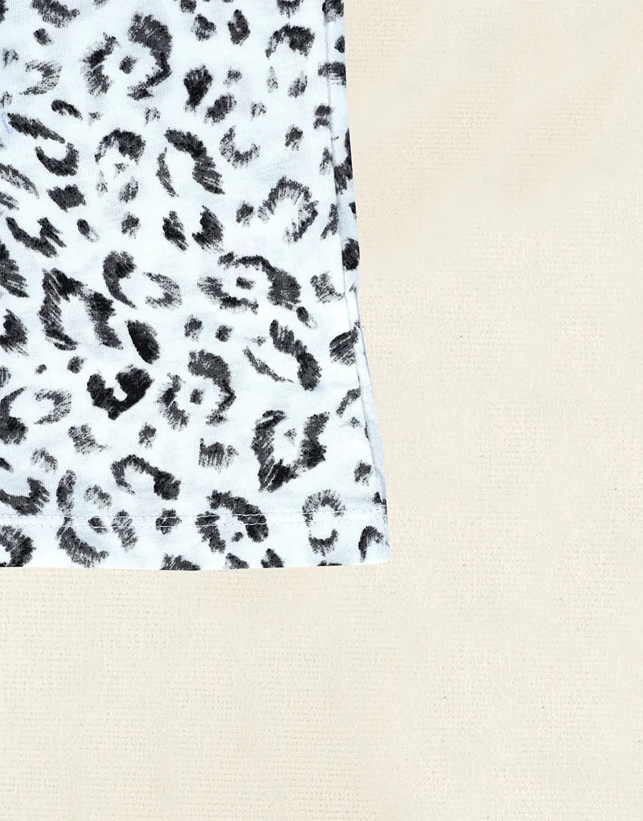 2 Pc Single Jersy Ladies PJ Set-Grey Leopard