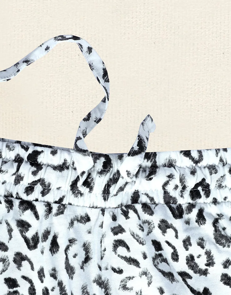 2 Pc Single Jersy Ladies PJ Set-Grey Leopard