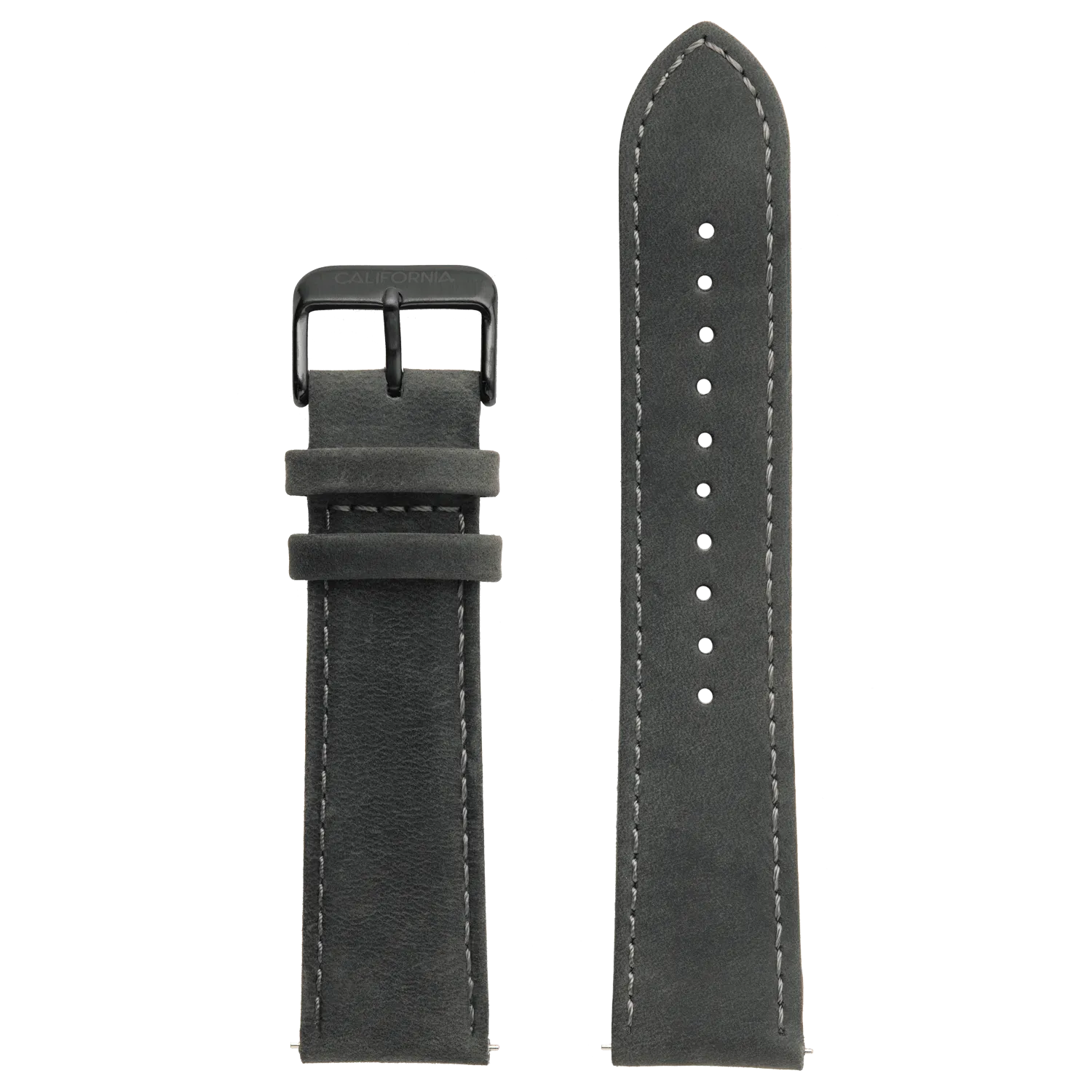 22mm Leather Dark Gray Gunmetal