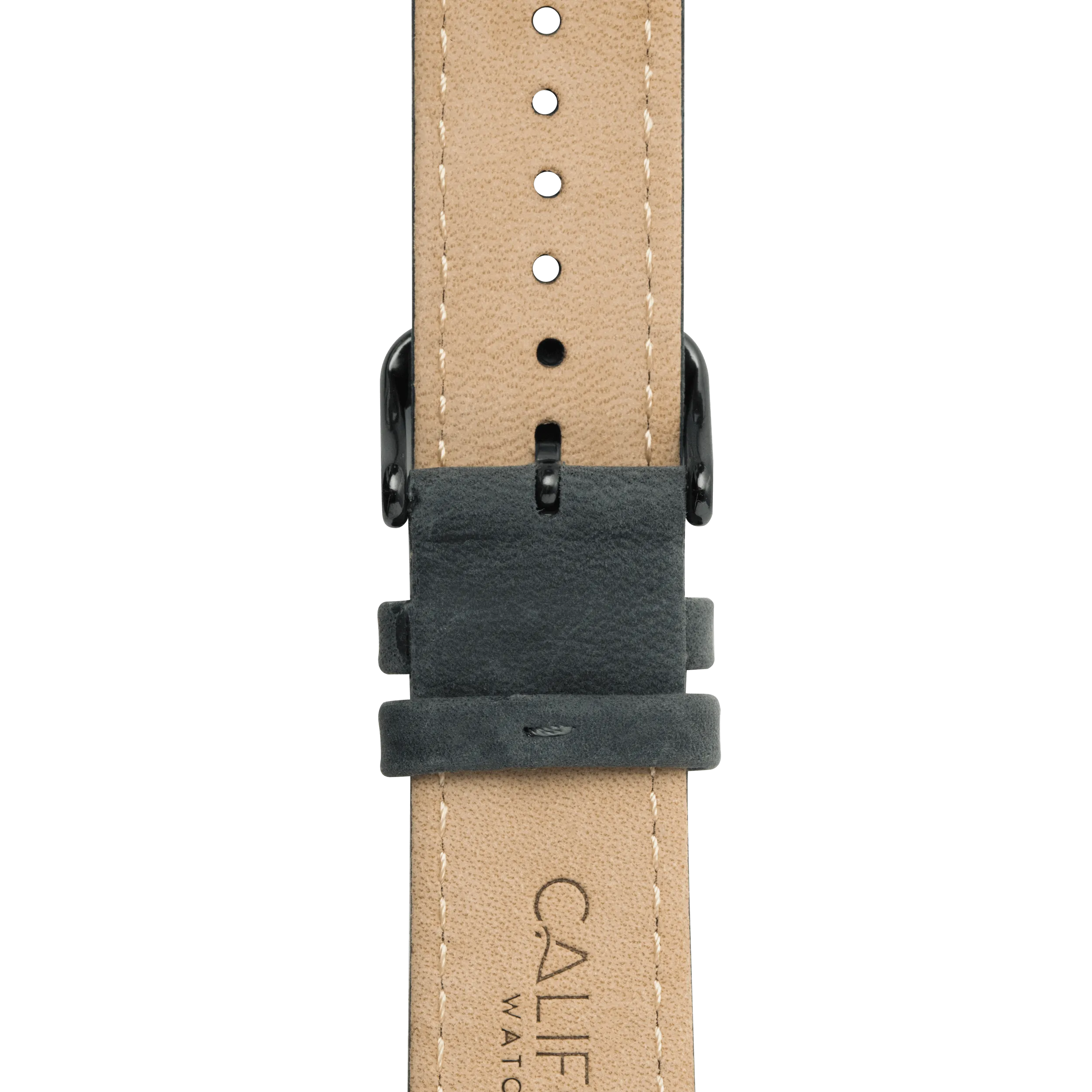 22mm Leather Dark Gray Gunmetal