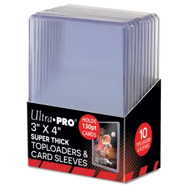 3" x 4" Super Thick 130PT Toploaders & Thick Card Sleeves Combo (10ct) for Standard Size Cards