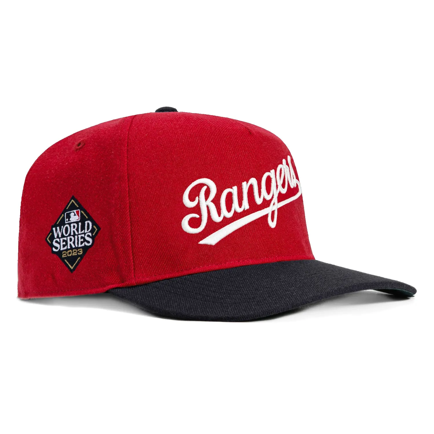 47 Brand Hitch Texas Rangers 2023 World Series Patch Snapback Script Hat - Red, Navy
