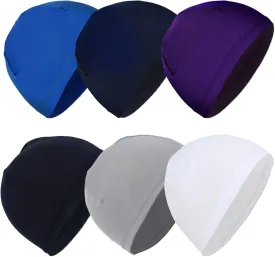 6Pcs Mens Skull Caps Soft, Athletic Skull Cap Men Breathable Helmet Liners for Men and Women (6 Colors) Black