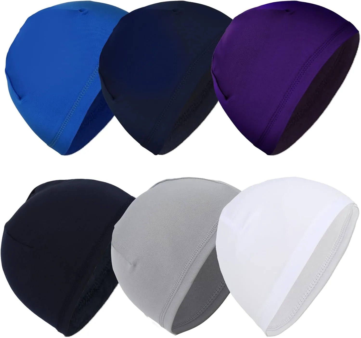 6Pcs Mens Skull Caps Soft, Athletic Skull Cap Men Breathable Helmet Liners for Men and Women (6 Colors) Black