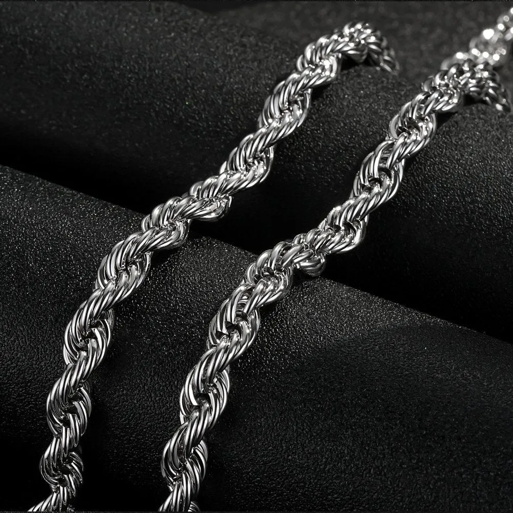 8mm Silver Filled Bonded Rope Chain Necklace 24/30 Inches