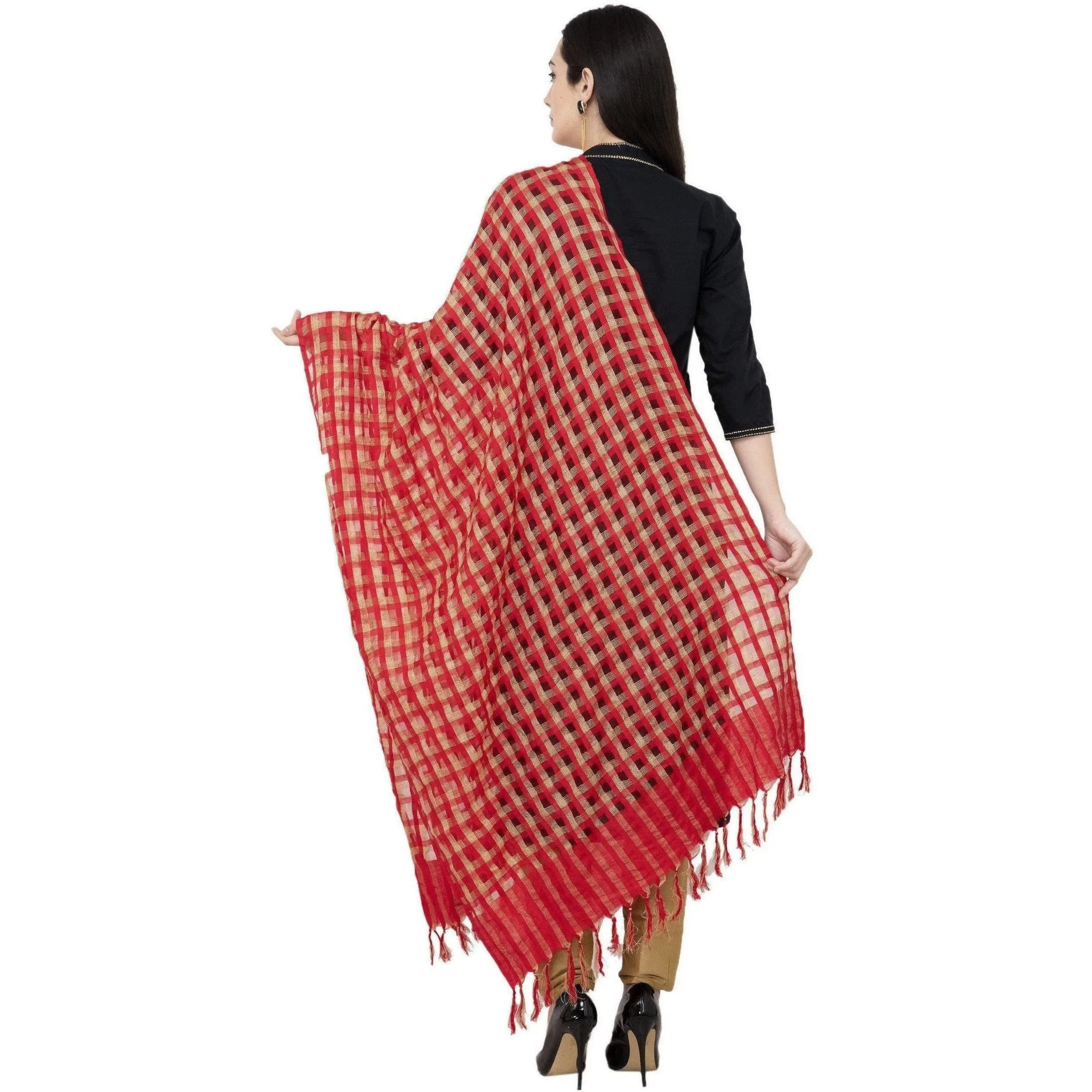 A R Silk Golder Box Regular Dupatta Color Red Dupatta or Chunni