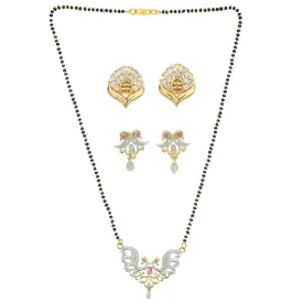 AanyaCentric Gold Plated Mangalsutra with Pendant, 2 Pair Earrings