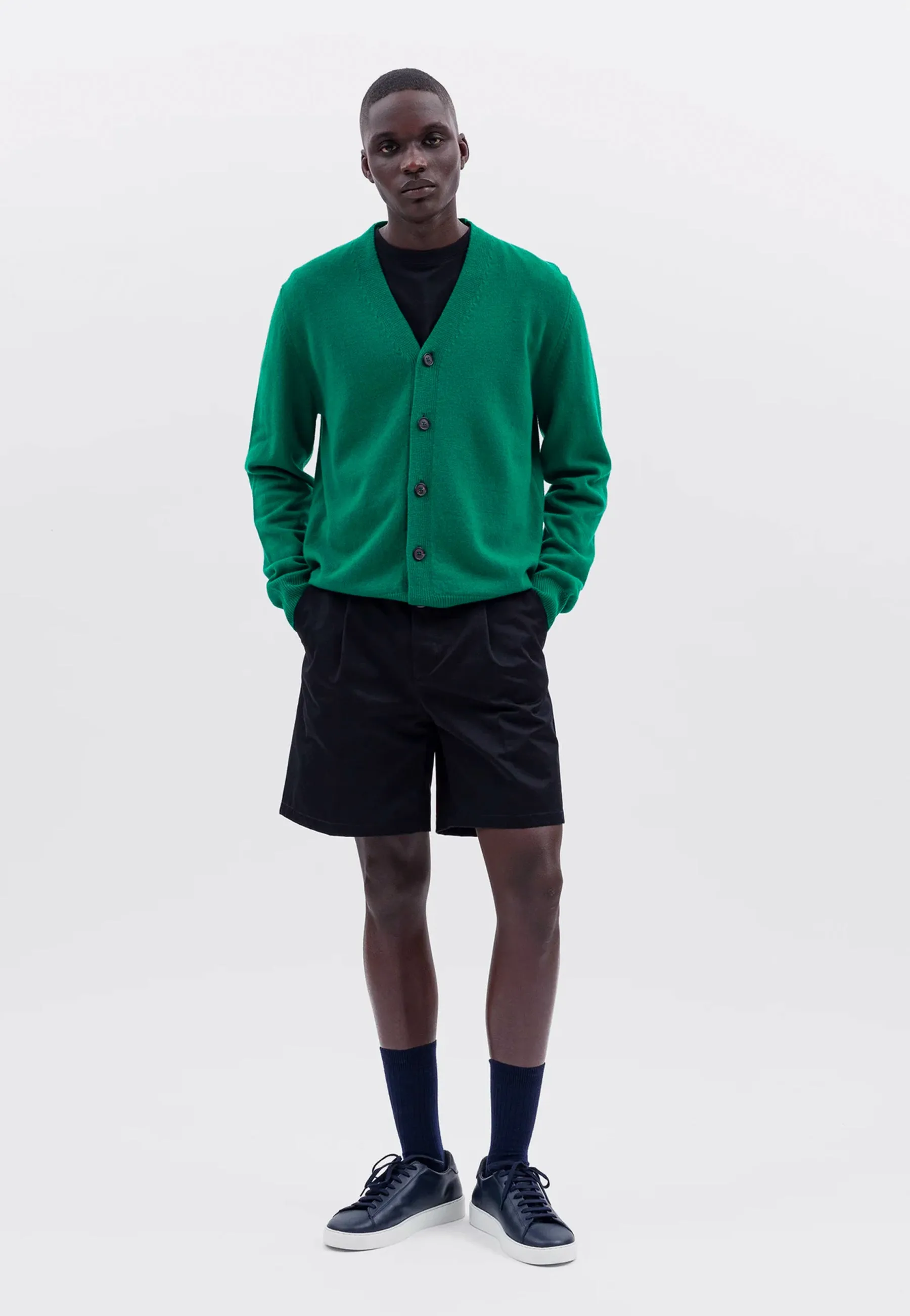 Adam Lambswool Cardigan - Bottle Green