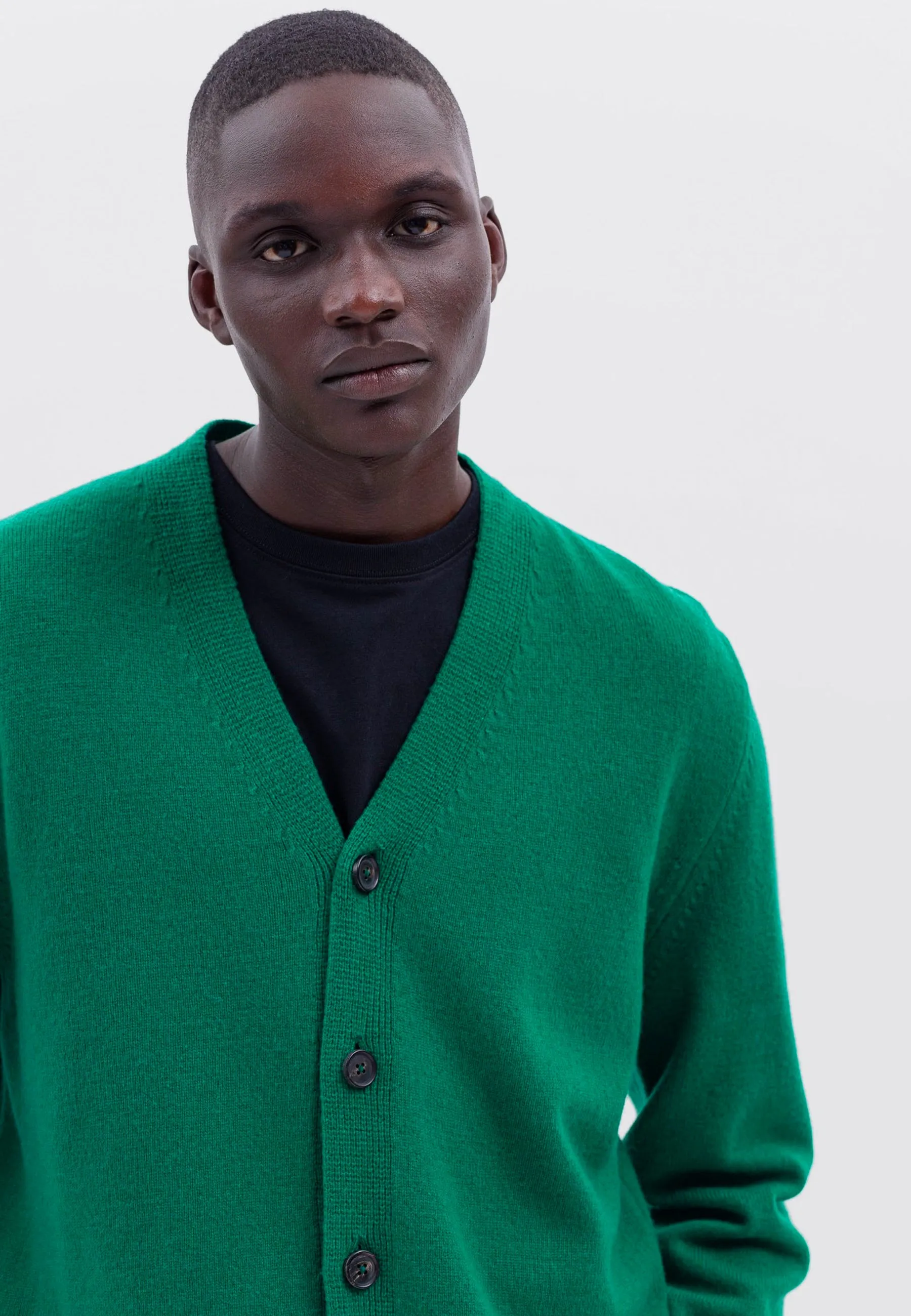 Adam Lambswool Cardigan - Bottle Green
