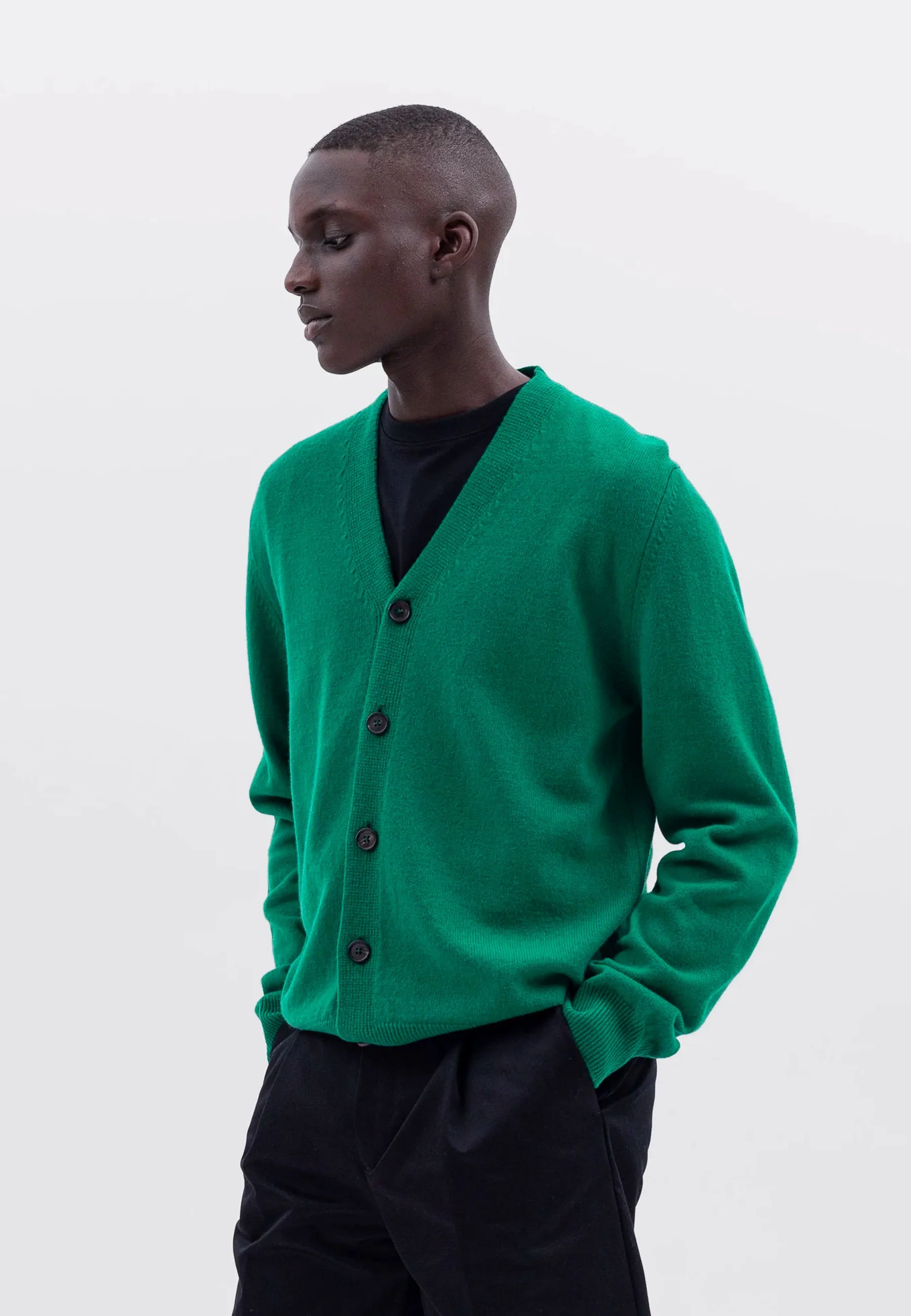 Adam Lambswool Cardigan - Bottle Green