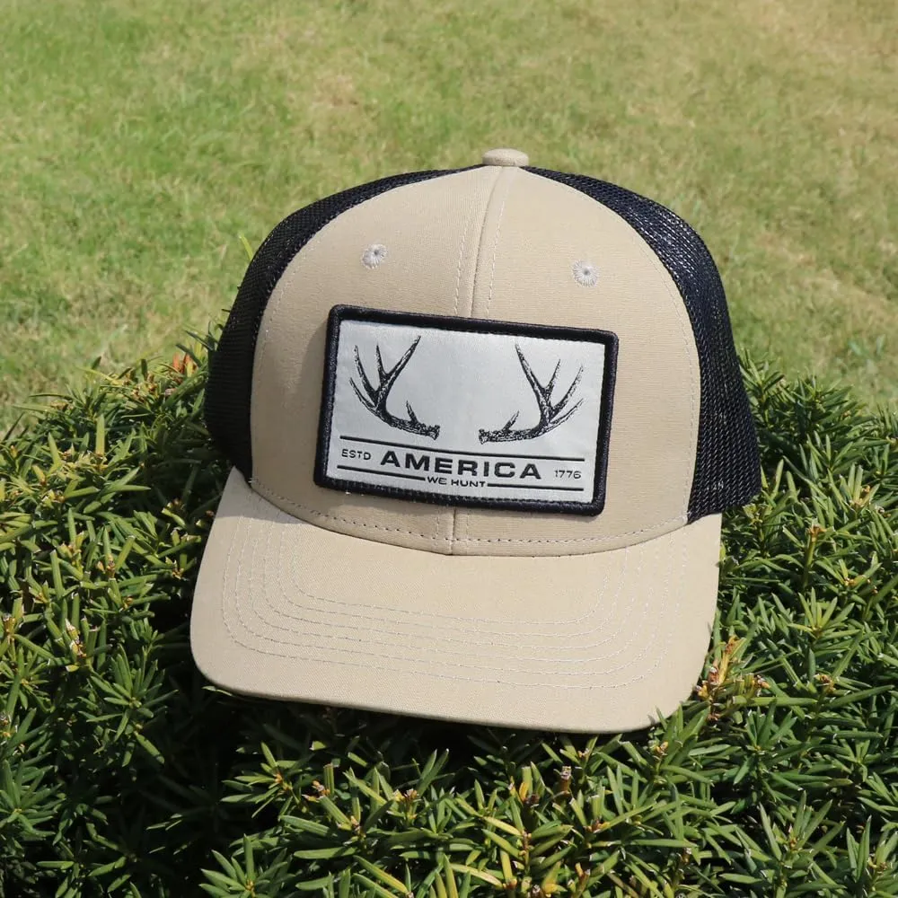 America We Hunt Patch Snapback Hat, Adjustable Mesh Baseball Cap, Embroidered Trucker Hat, Unisex, One Size