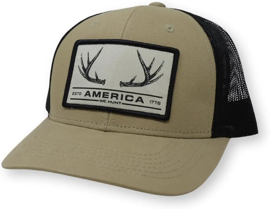 America We Hunt Patch Snapback Hat, Adjustable Mesh Baseball Cap, Embroidered Trucker Hat, Unisex, One Size