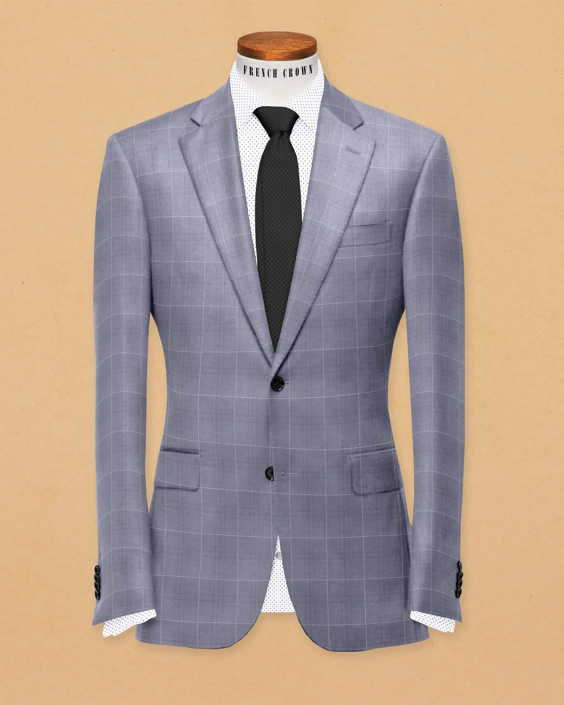 Anchor Grey Windowpane Wool Blazer