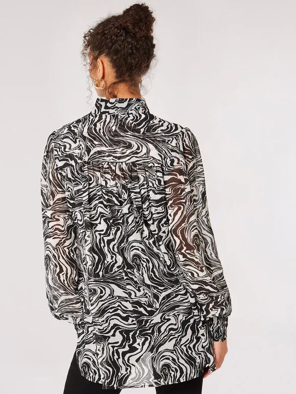 Apricot Painterly Marble Blouse