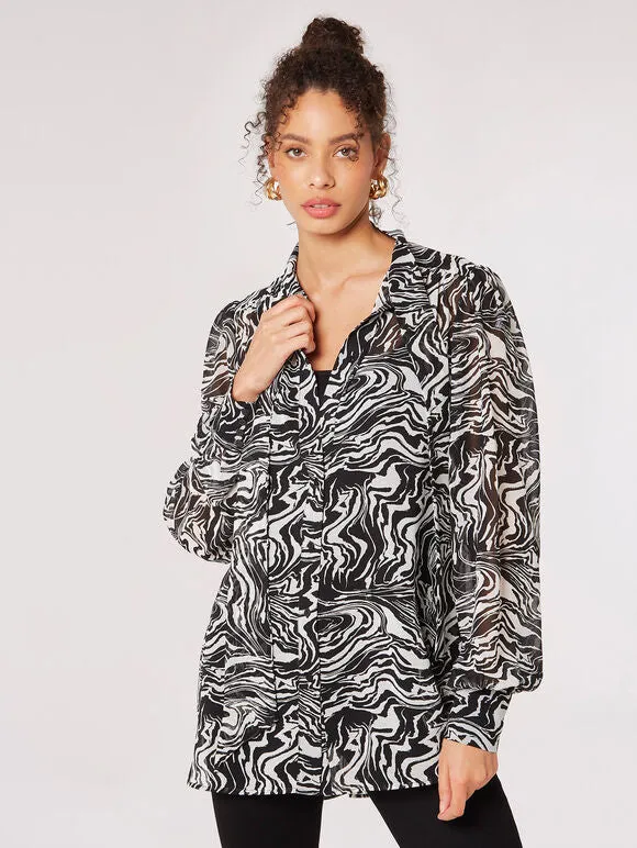 Apricot Painterly Marble Blouse