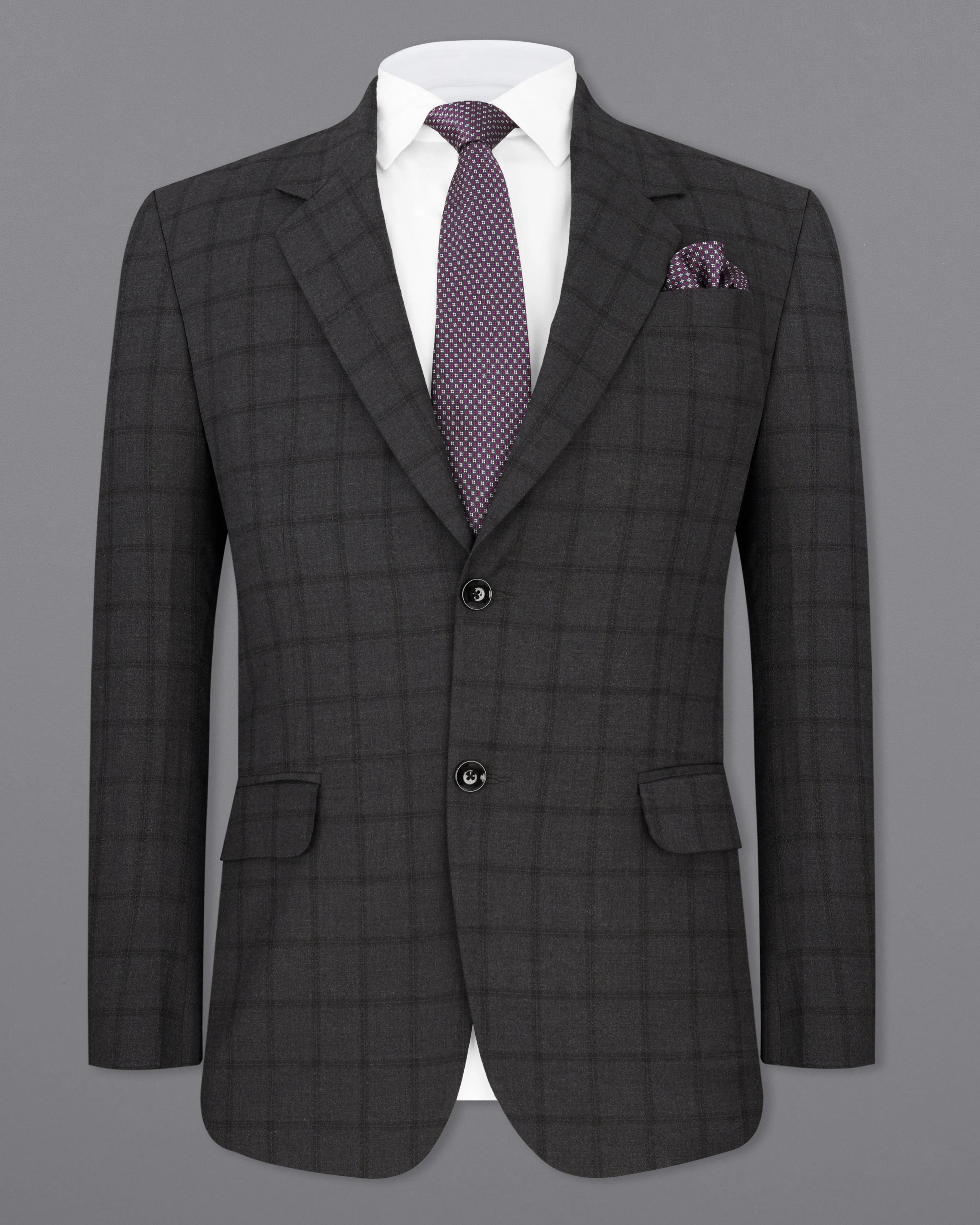 Baltic Black Windowpane Single Breasted Blazer