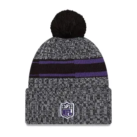 Baltimore Ravens NFL Sideline 2023 Black Bobble Knit Hat