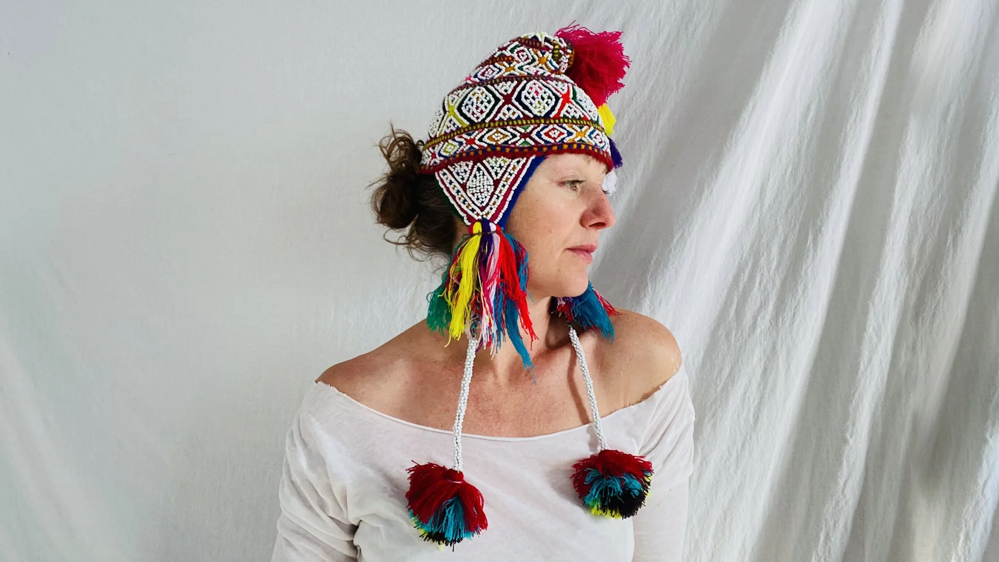Beaded Shaman Ch'ullo Hat. Peru. Winter Hat. Chullo. 0207