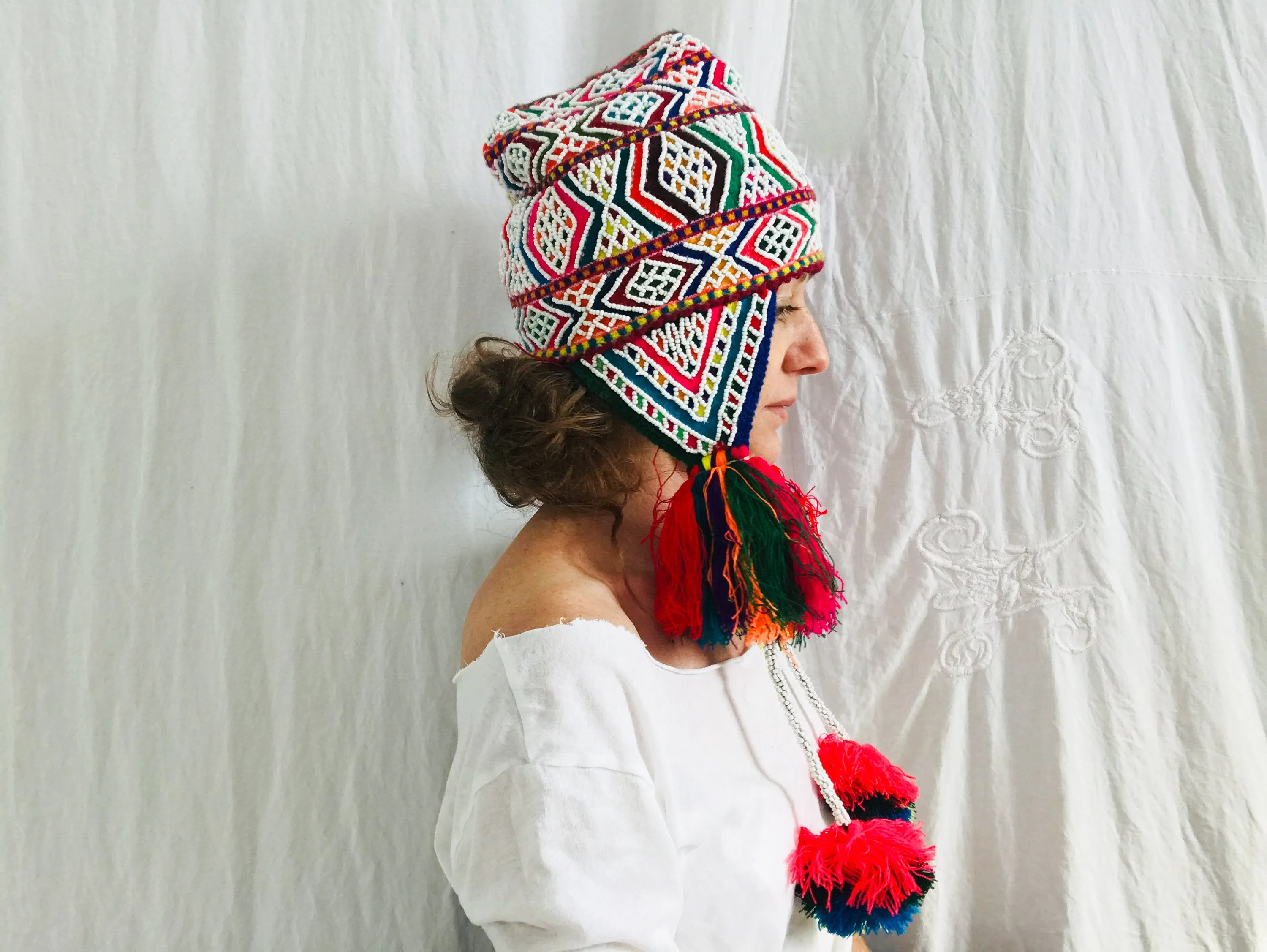 Beaded Shaman Ch'ullo Hat. Peru. Winter Hat. Chullo