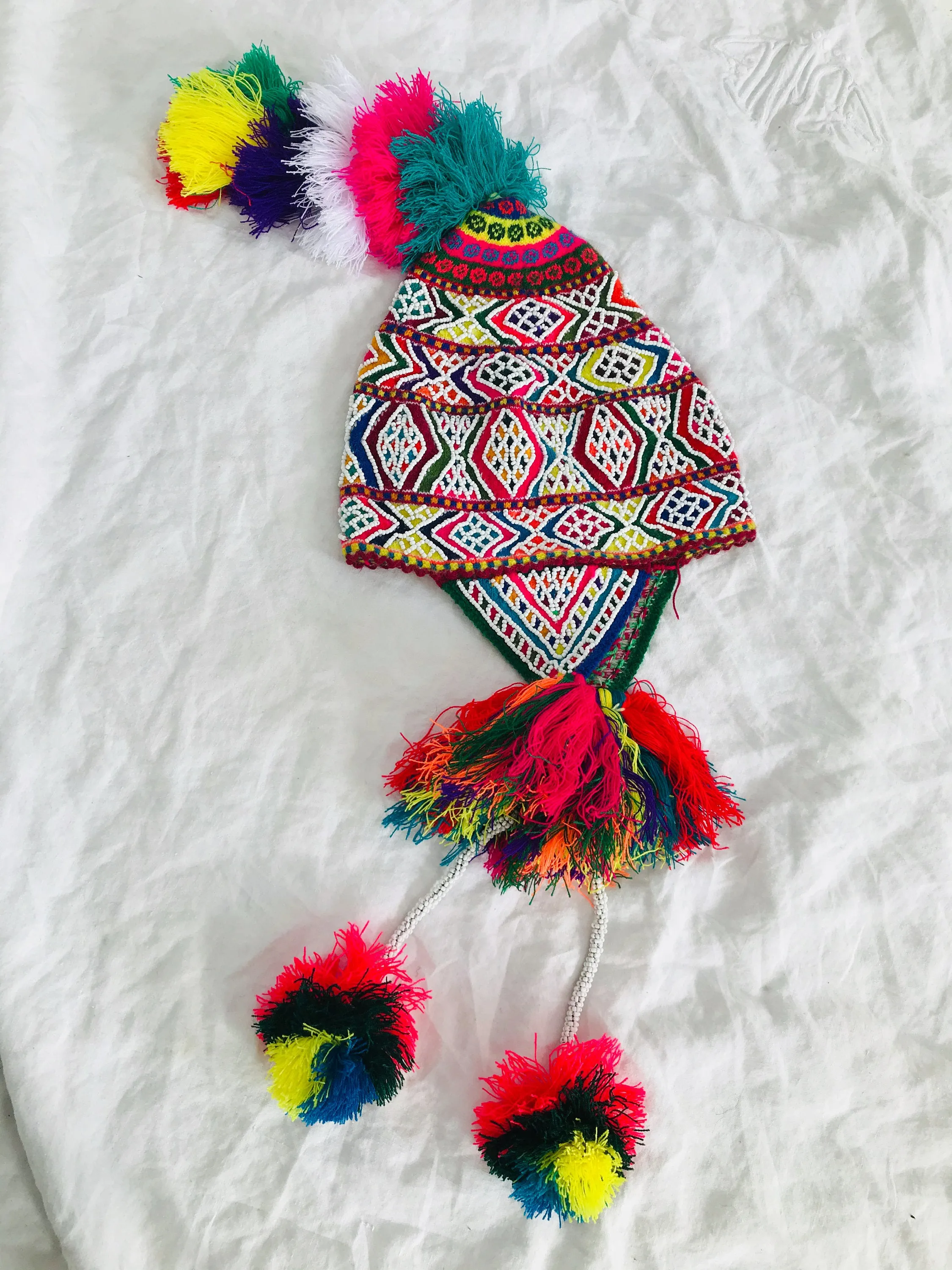 Beaded Shaman Ch'ullo Hat. Peru. Winter Hat. Chullo