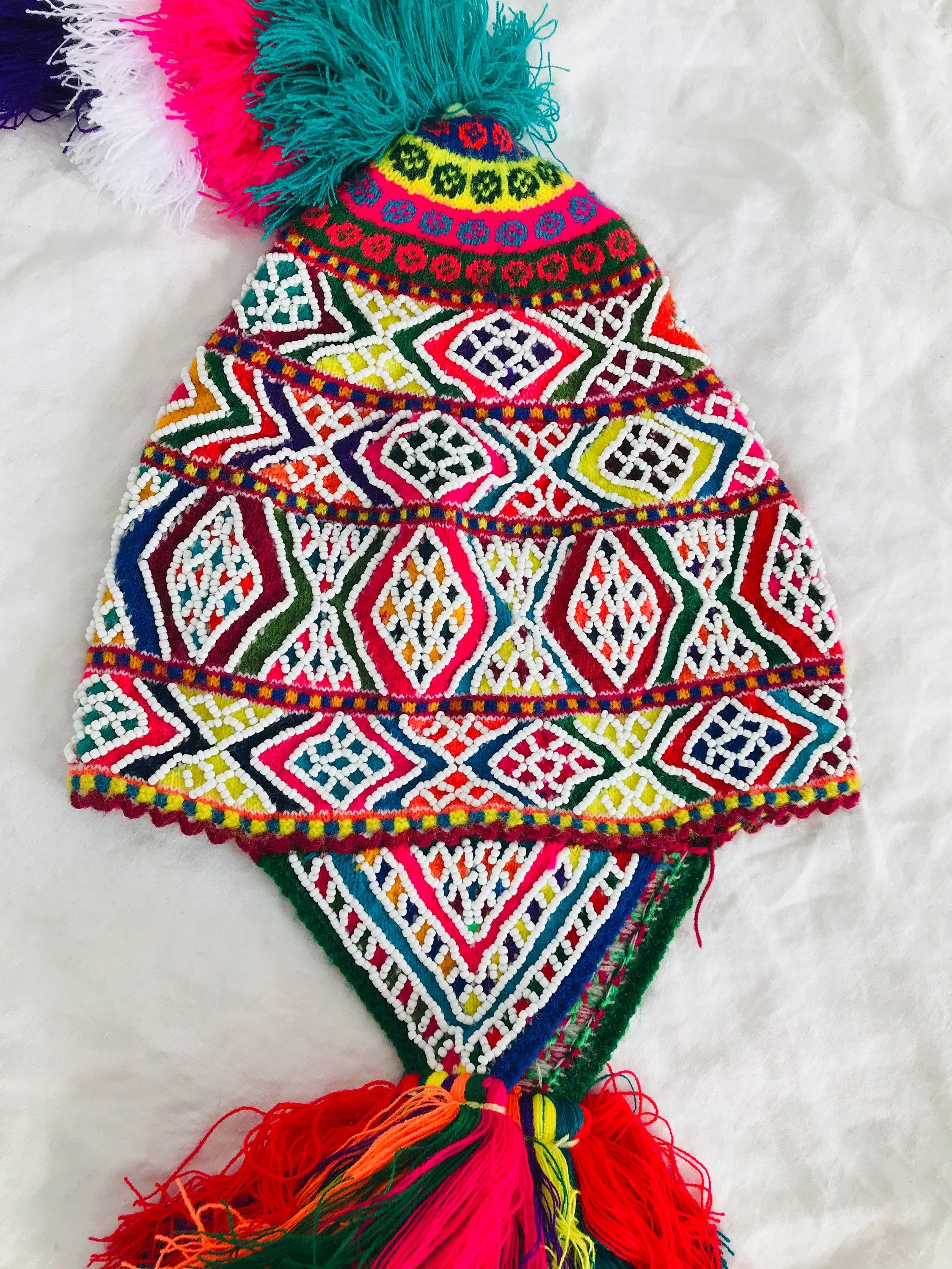 Beaded Shaman Ch'ullo Hat. Peru. Winter Hat. Chullo