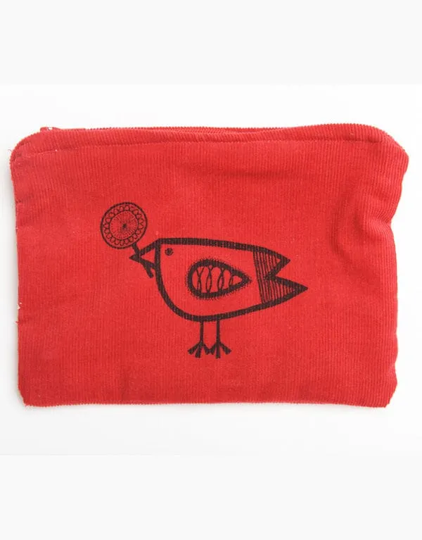 Birdie Red Babycord Big Purse Sewing Kit