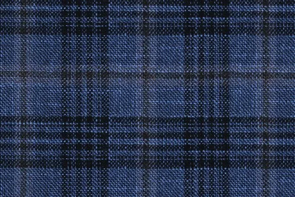 Blue Check 69% Wool 28% Bamboo 3% Linen (Ref-779414)