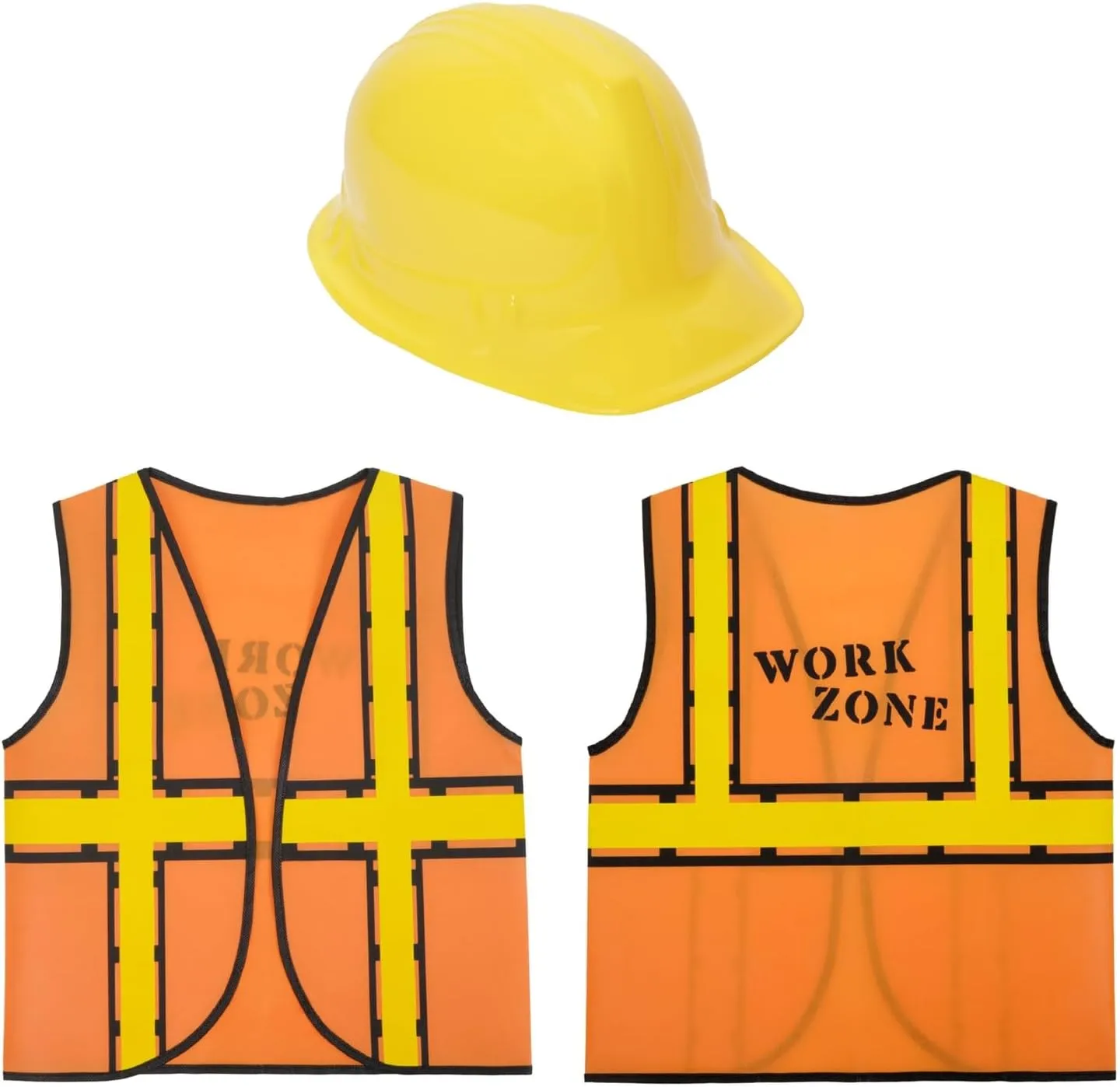 BLUE PANDA 6 Set Construction Worker Costume, Kids Construction Vest and Kids Hard Hat for Dress-Up, Construction Theme Birthday Party, or Halloween Costume