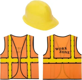 BLUE PANDA 6 Set Construction Worker Costume, Kids Construction Vest and Kids Hard Hat for Dress-Up, Construction Theme Birthday Party, or Halloween Costume