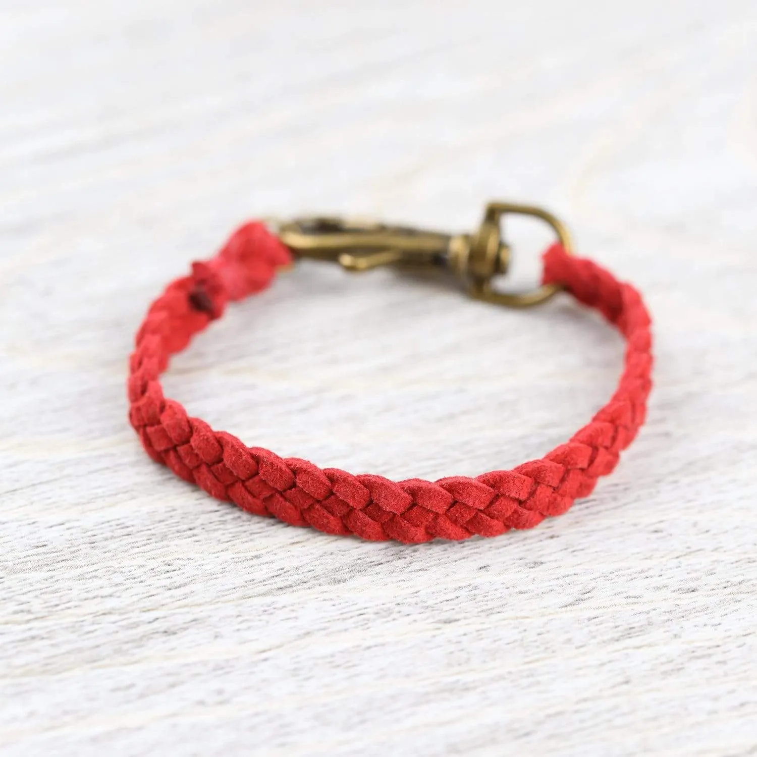 Braided Suede Bracelet in Red