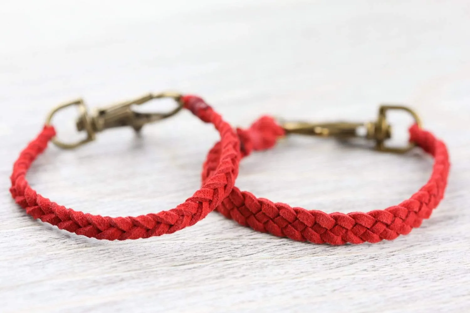 Braided Suede Bracelet in Red