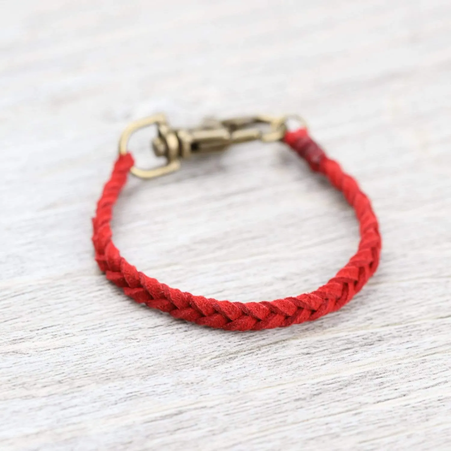 Braided Suede Bracelet in Red
