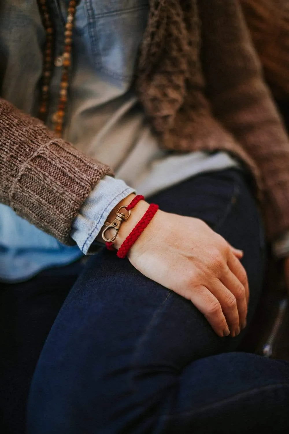 Braided Suede Bracelet in Red
