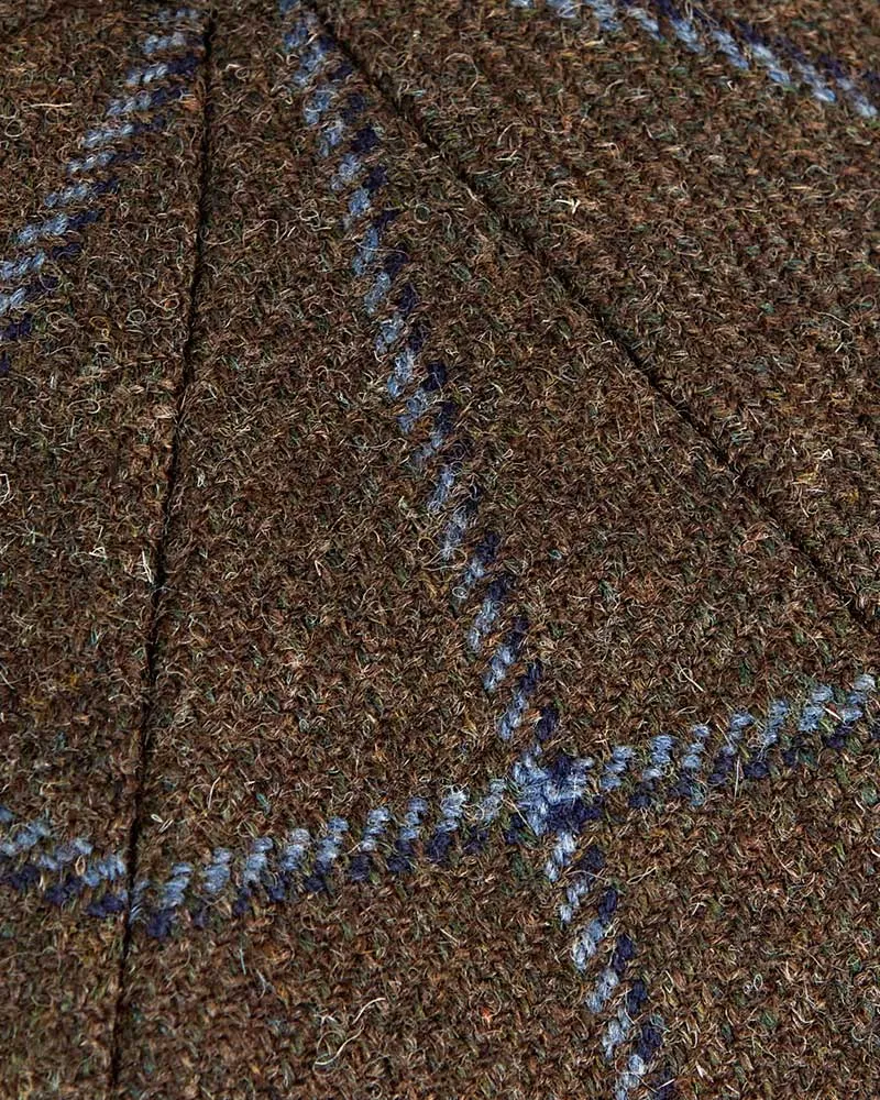 Brown With Large Gold Check Wool Toni Cap