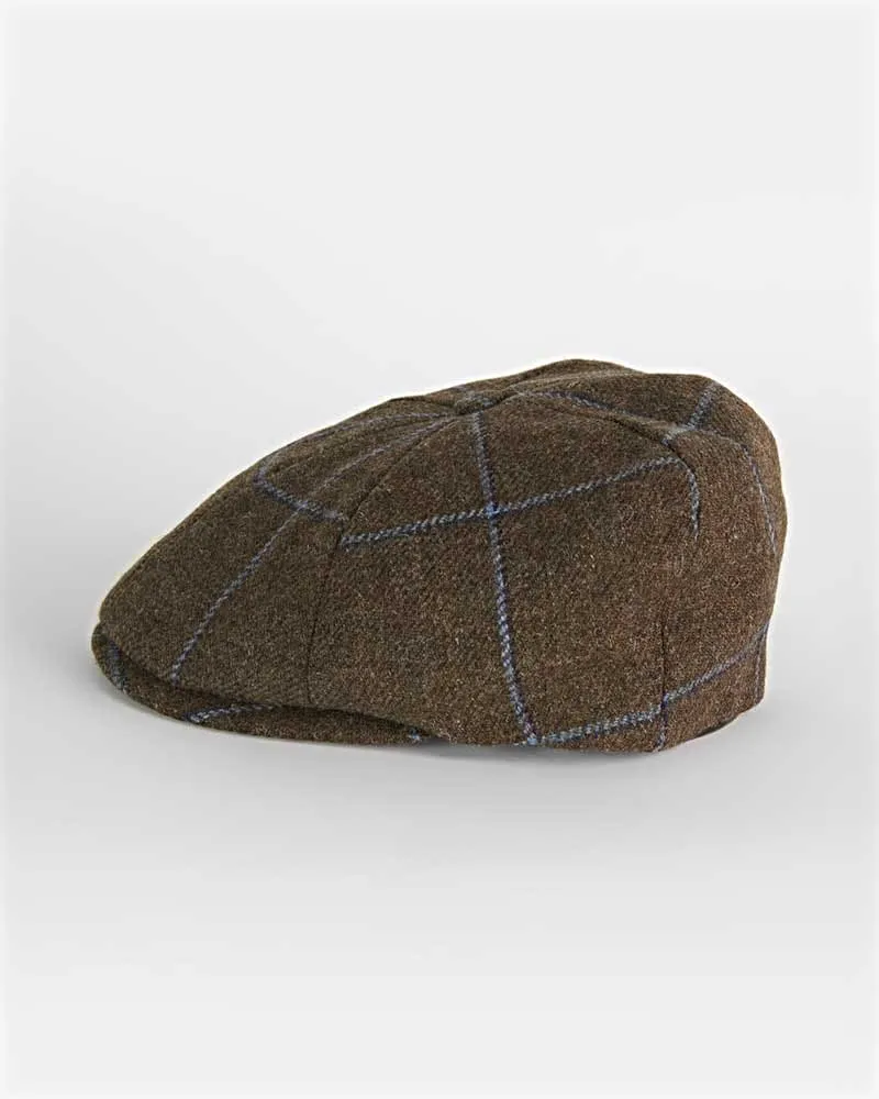Brown With Large Gold Check Wool Toni Cap