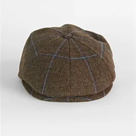 Brown With Large Gold Check Wool Toni Cap