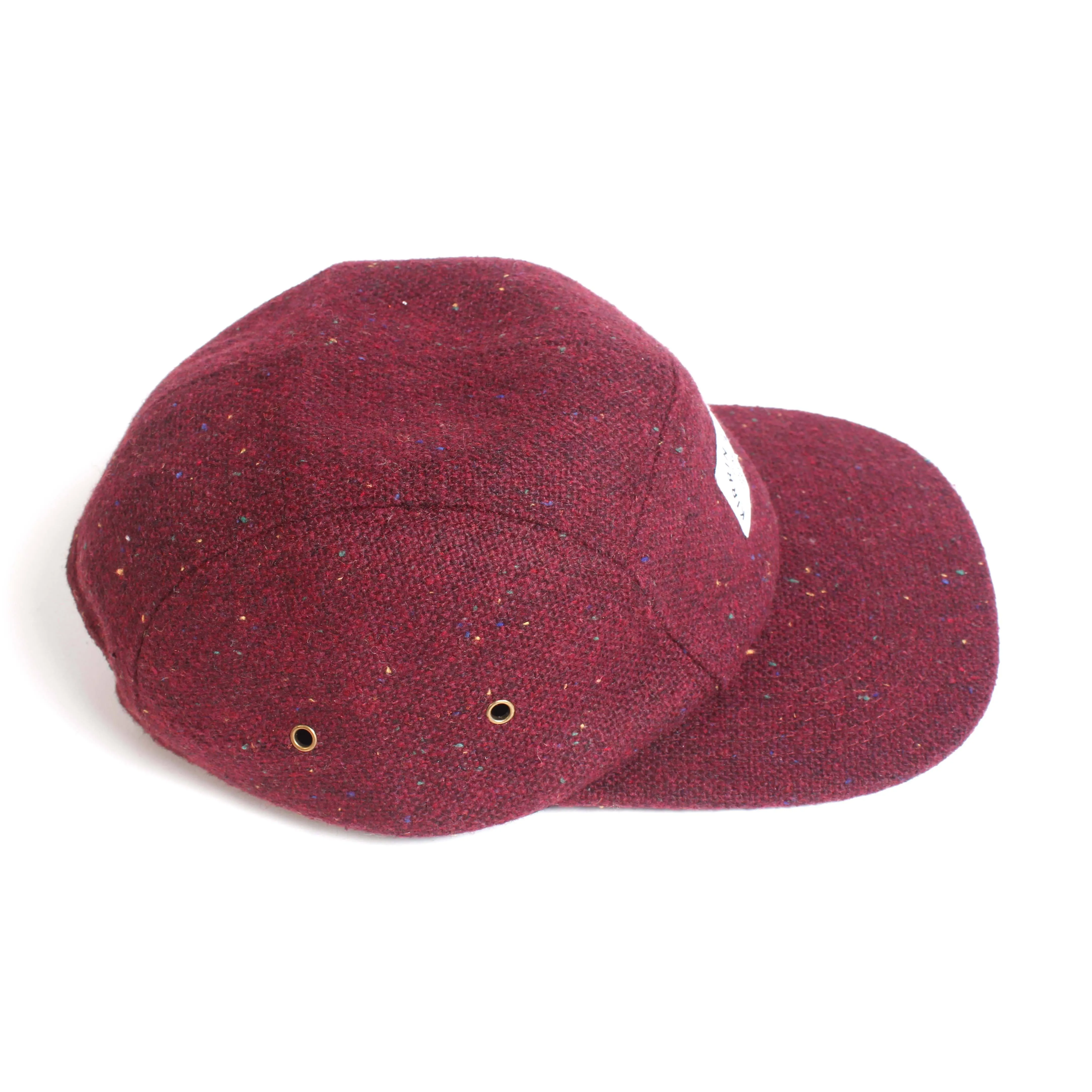 Burgundy Wool 5 Panel Hat