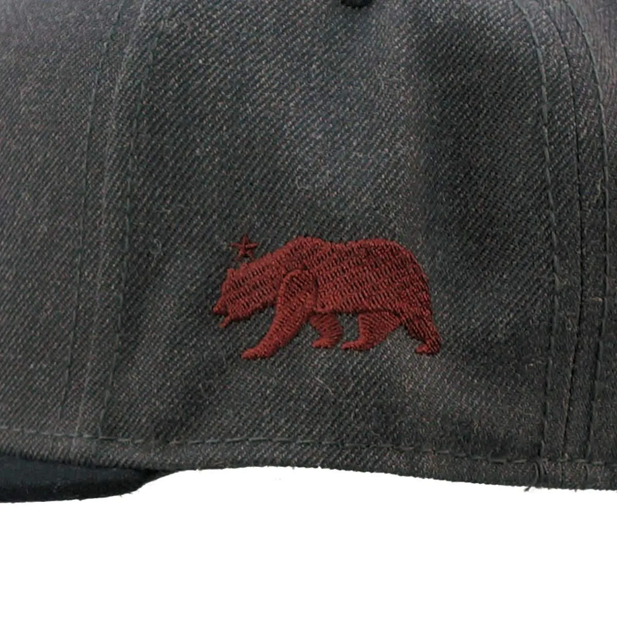 CALI Strong Classic Flat Bill Snapback Charcoal Heather Burgundy